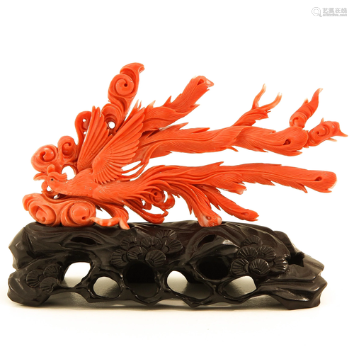 A Carved Red Coral Sculpture