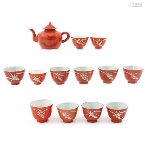 A Teapot and Collection of Cups