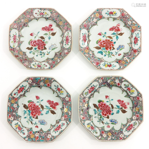 A Series of 4 Famille Rose Plates