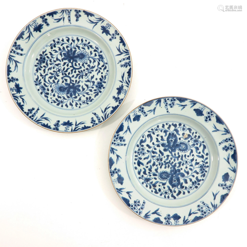 A Pair of Blue and White Plates