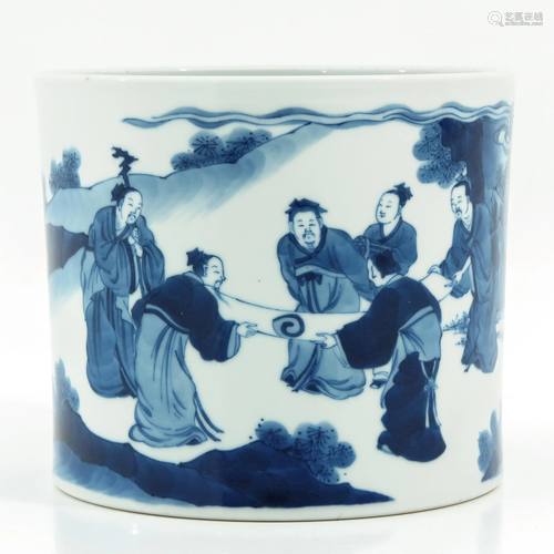 A Blue and White Brush Pot