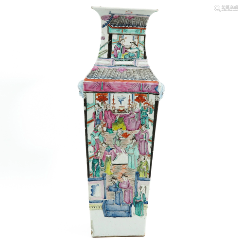 A Famille Rose Square Vase