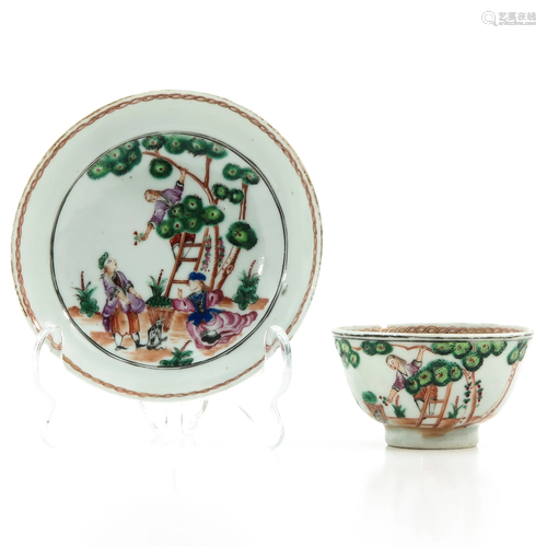 A Cherry Picker Decor Cup and Saucer