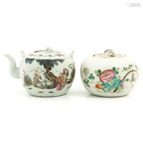 A Famille Rose Teapot and Jar