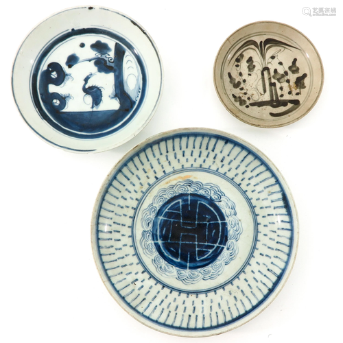 A Collection of 3 Stoneware Plates