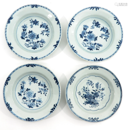 A Series of 4 Blue and White Plates