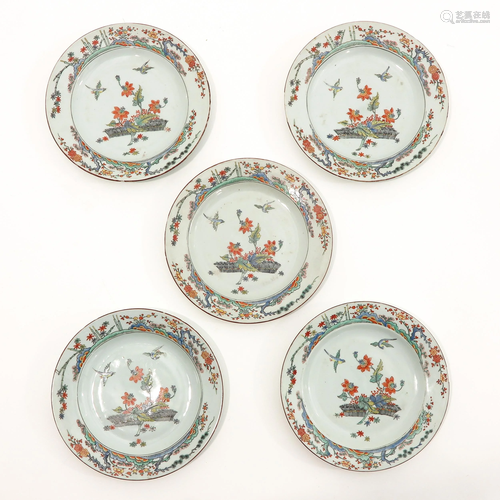 A Series of 5 Polychrome Plates