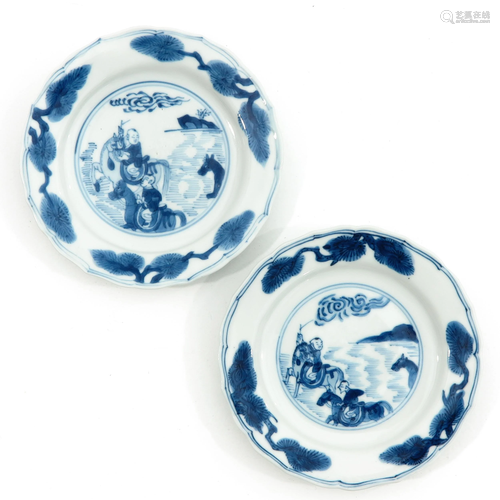 A Pair of Blue and White Small Plates