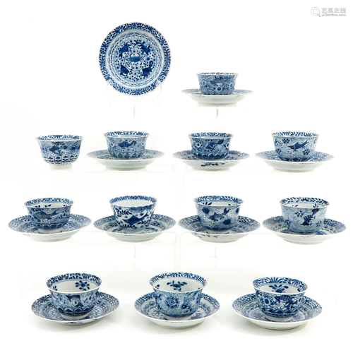 A Series of 12 Cups and Saucers