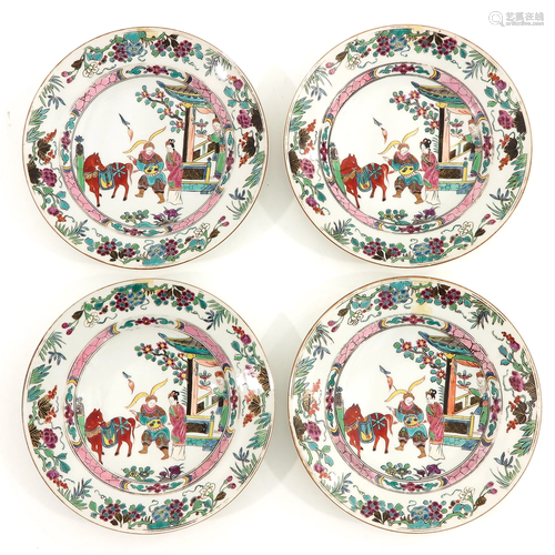 A Series of 4 Famille Rose Plates