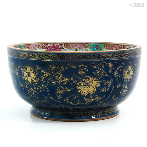 A Dark Blue and Gilt Bowl