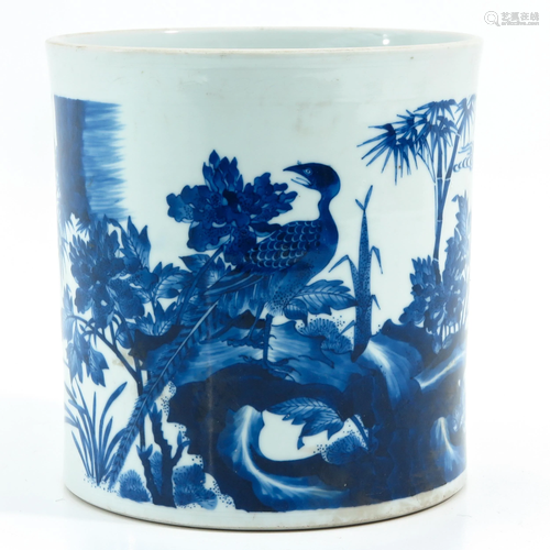 A Blue and White Brush Pot