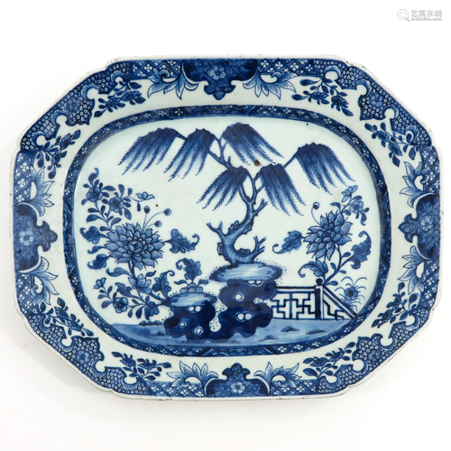 A Blue and White Serving Tray