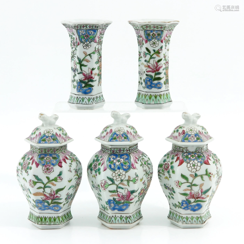 A 5 Piece Miniature Garniture Set