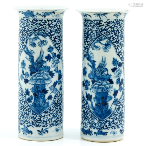 A Pair of Blue and White Vases