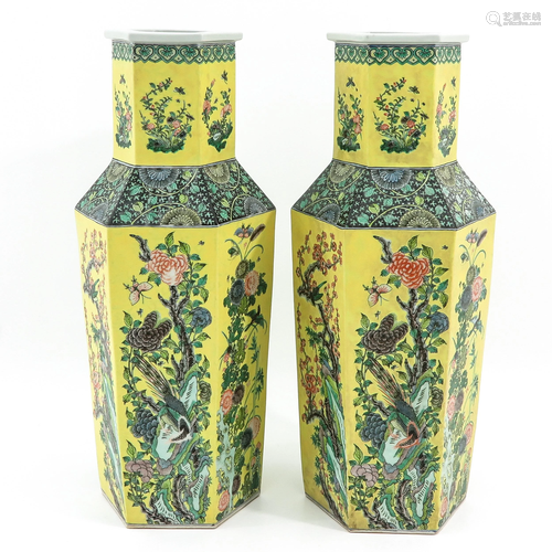 A Pair of Floral Decor Vases