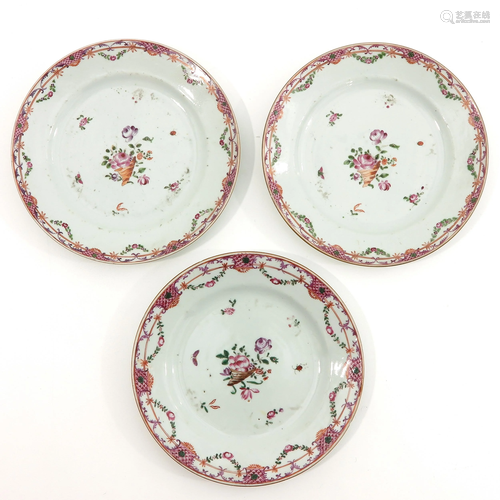 A lot of 3 Famille Rose Plates