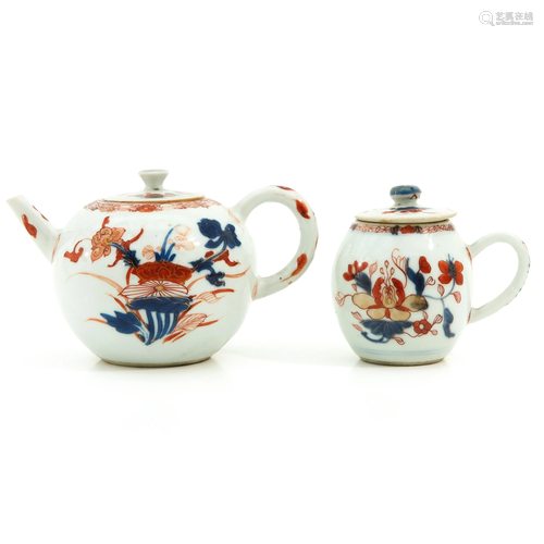 An Imari Teapot and Mustard Pot