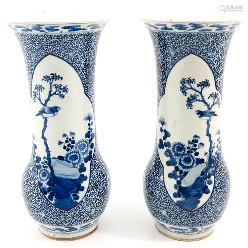 A Pair of Blue and White Vases