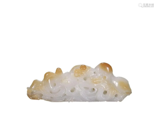 HETIAN WHITE JADE 'DRAGONS PURSUING PEARL' BRUS…