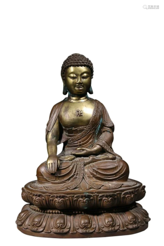 GILT COPPER ALLOY FIGURE OF BUDDHA