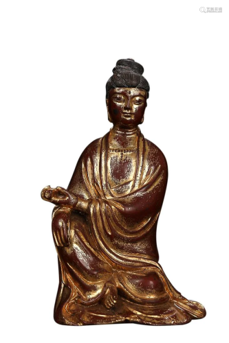 GILT WOOD FIGURE OF GUANYIN