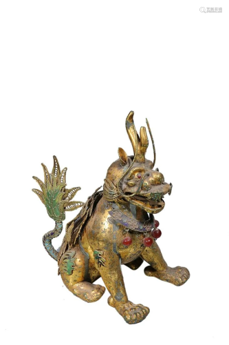 GILT COPPER ALLOY 'DRAGON' ORNAMENT