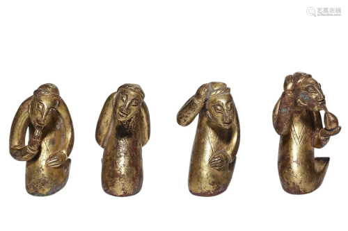 SET OF GILT COOPER ALLOY FIGURES