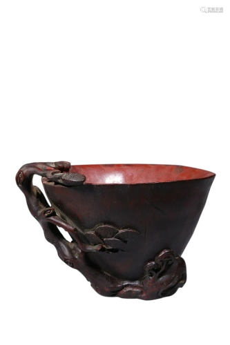 CARVED BAMBOO 'FLORAL' CUP