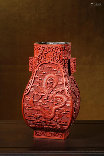 A Chinese Carved Hardwood Vase