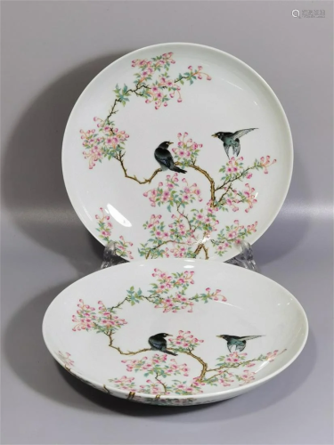 A Pair of Chinese Famille-Rose Porcelain Plates