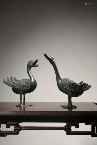 A Pair of Chinese Bronze Decorations