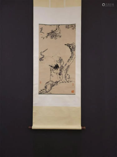 A Chinese Scroll Painting of Crane