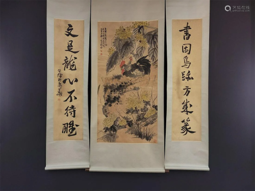 A Set of Chinese Paintings of Flowers and Birds and A
