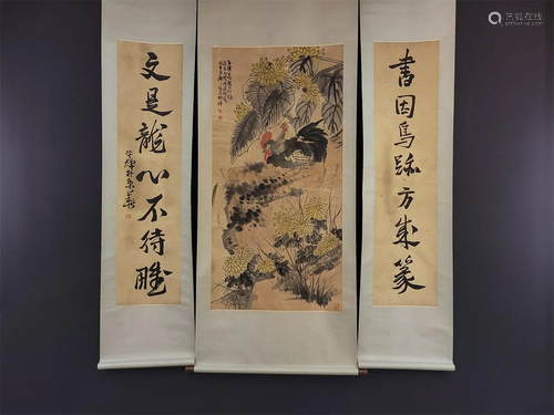 A Set of Chinese Paintings of Flowers and Birds and A