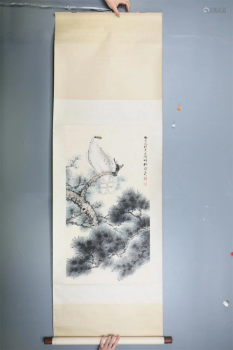 A Chinese Scroll Painting of Pine Eagle