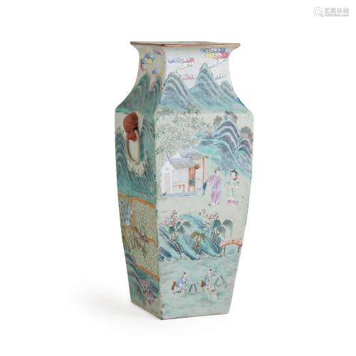 CHINESE FAMILLE ROSE FOUR-SECTIONED VASE QING DYNASTY,