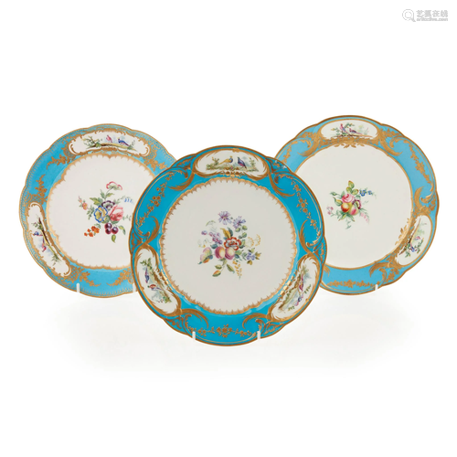 SÃˆVRES BLEU CELESTE GROUND PORCELAIN PLATE 18TH