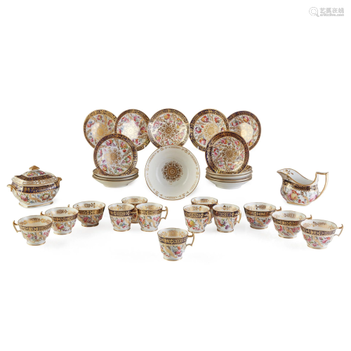 ENGLISH PORCELAIN PART TEA AND COFFEE SERVICE EARLY