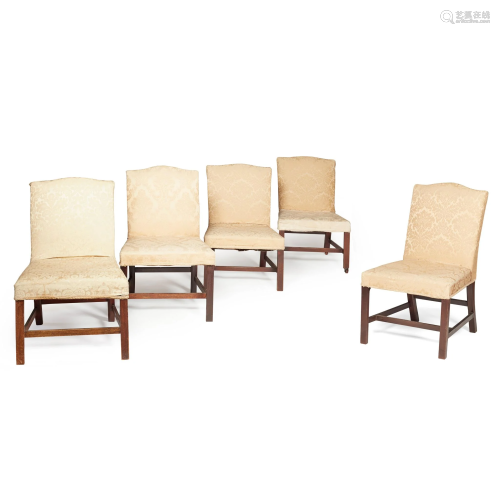 SUITE OF FIVE GEORGE III MAHOGANY FRAMED SIDE CHAIRS