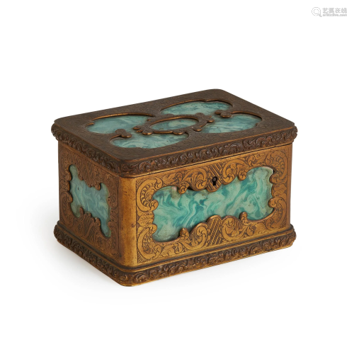 FRENCH GILT BRONZE AND MALACHITE BOX 19TH CENTURY