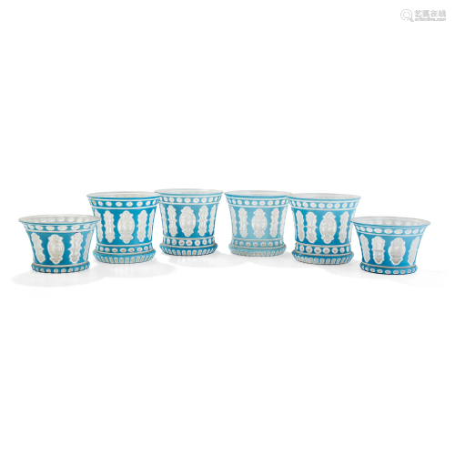 COLLECTION OF BOHEMIAN LAYERED GLASS FINGER BOWLS AND
