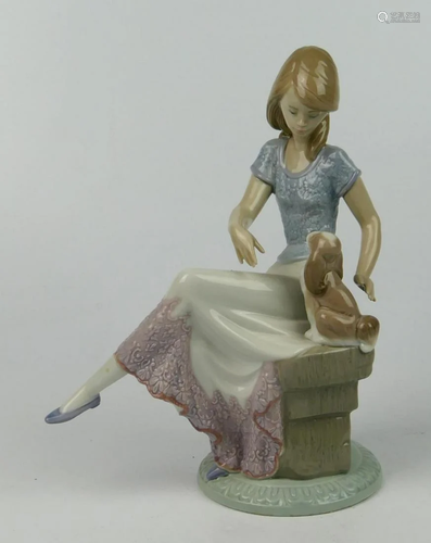 LLADRO GIRL WITH DOG AND UMBRELLA