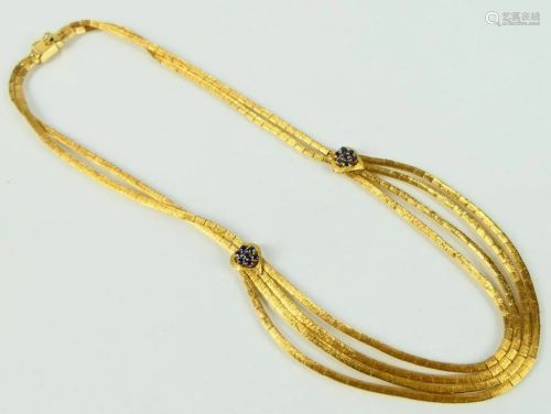 18KT GOLD & SAPPHIRE HEAVY GOLD NECKLACE