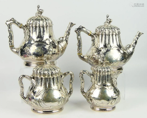 RARE N.HARDING & CO BOSTON COIN SILVER TEA SET