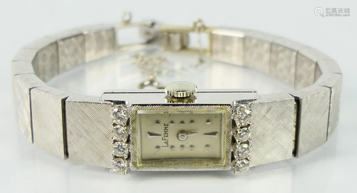 MID CENTURY 14 KT WHITE GOLD DIAMOND LADIES WATCH