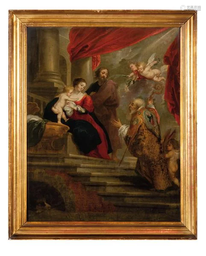 COPY OF RUBENS 17 th century - Saint Willibrord adoring