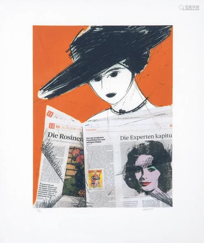 MANOLO VALDES - Woman with newspaper-Warhol