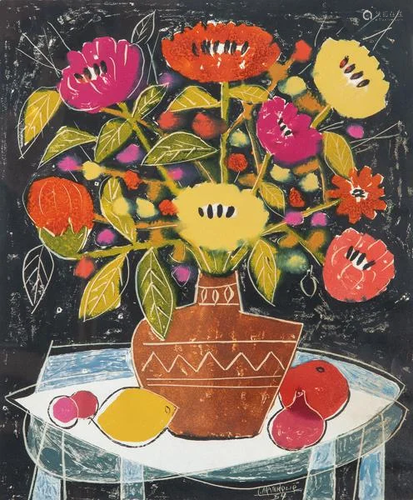 CESAR MANRIQUE - Vase with flowers on a table