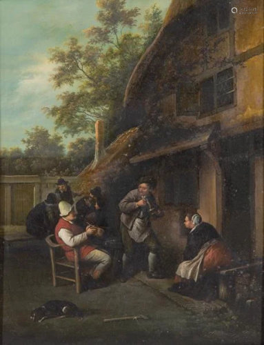 AFTER DAVID TENIERS 19 th century - Villagers in front